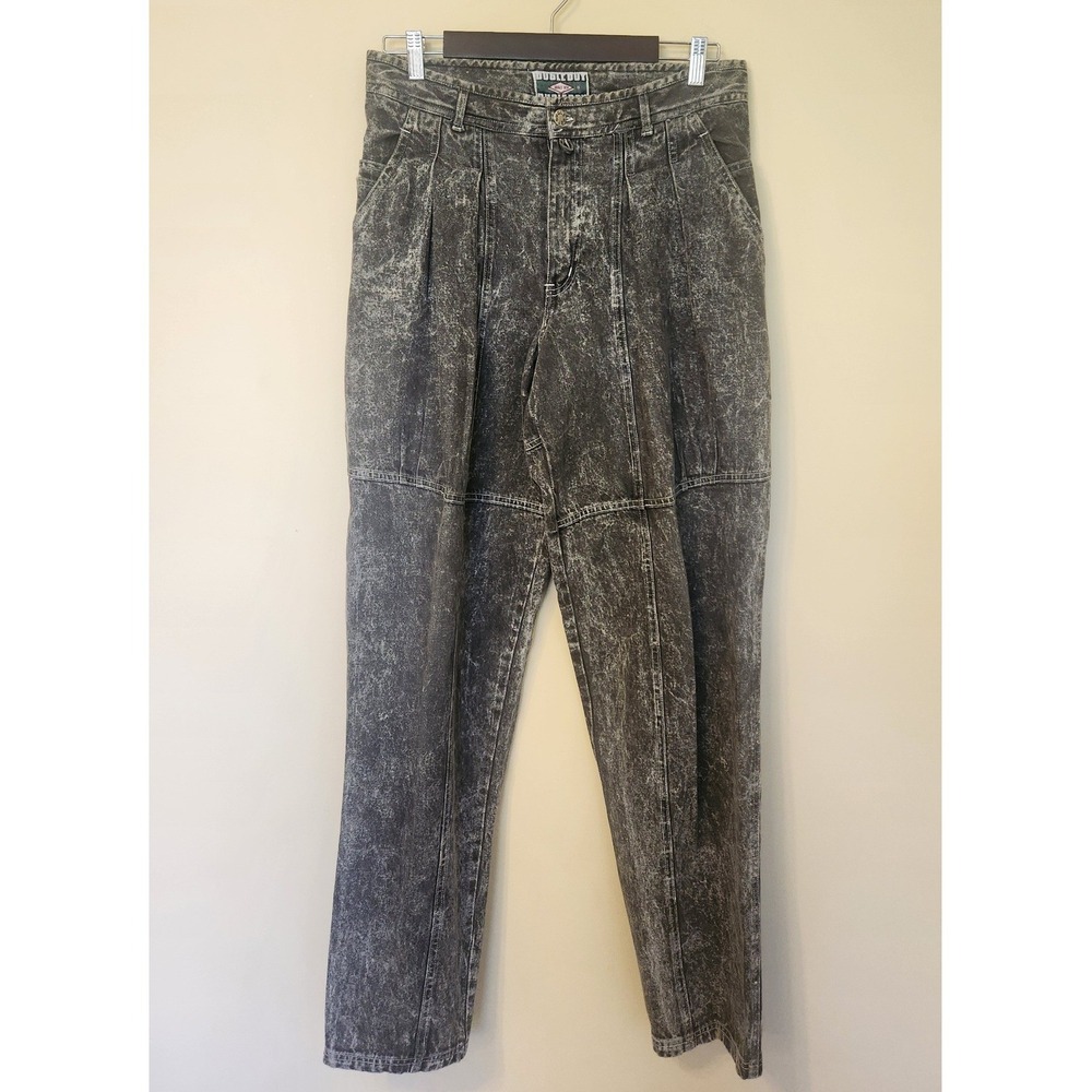 Vtg 90s Bugle Boy Jeans Mens 32x33 Black Denim Acid Wash Tapered Baggy